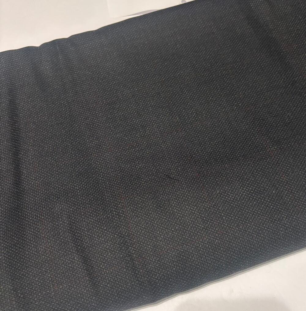 Charcoal Gray Wool Fabric Red Windowpane Check 60" Wide 5 Yards Suiting